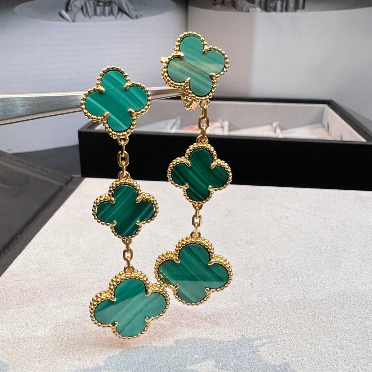[⭐Spark]CLOVER MALACHITE 3 MOTIFS GOLD