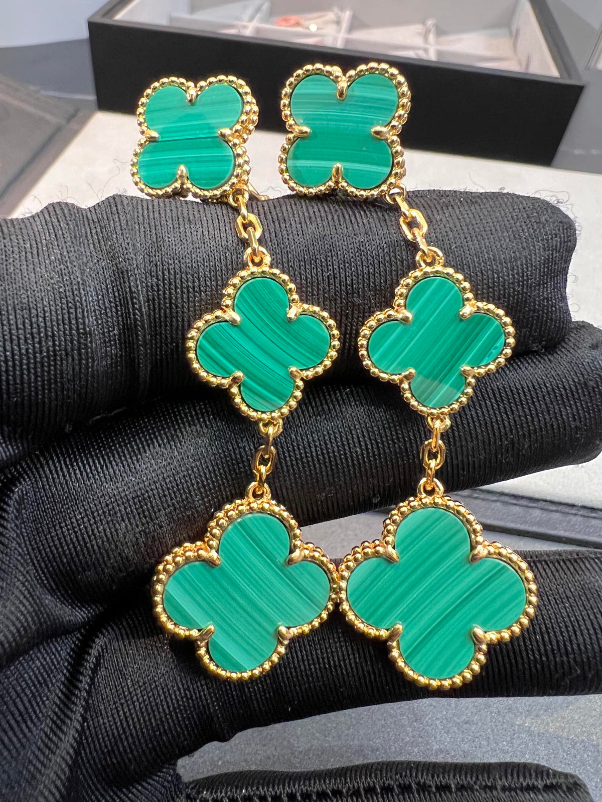[⭐Spark]CLOVER MALACHITE 3 MOTIFS GOLD