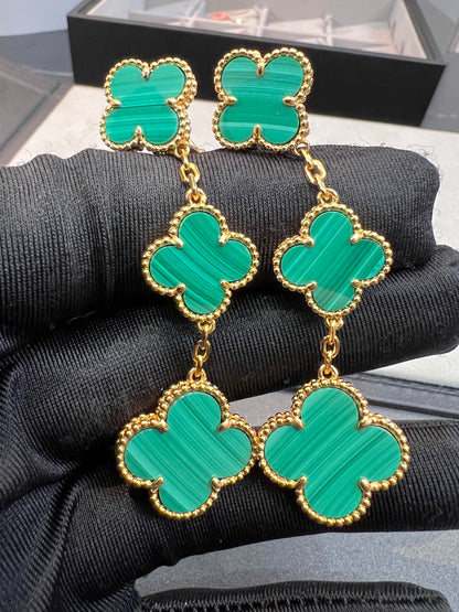 [⭐Spark]CLOVER MALACHITE 3 MOTIFS GOLD