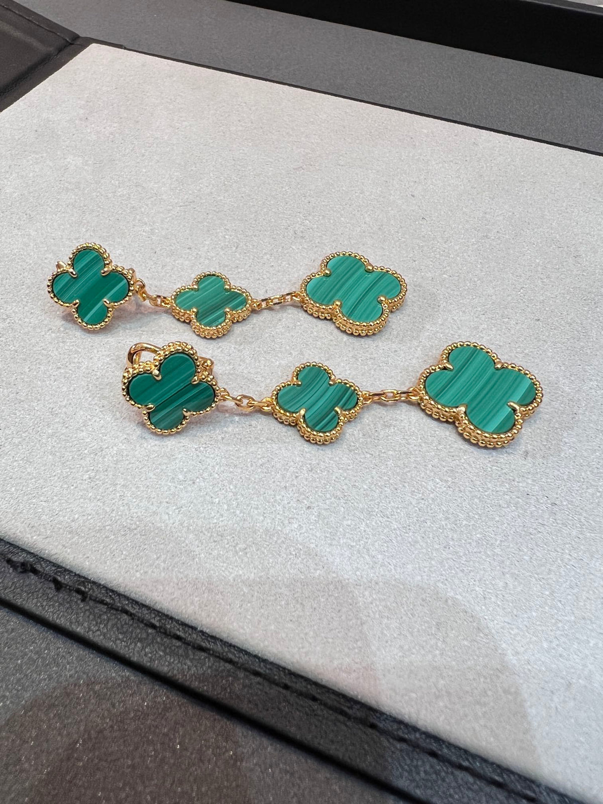 [⭐Spark]CLOVER MALACHITE 3 MOTIFS GOLD