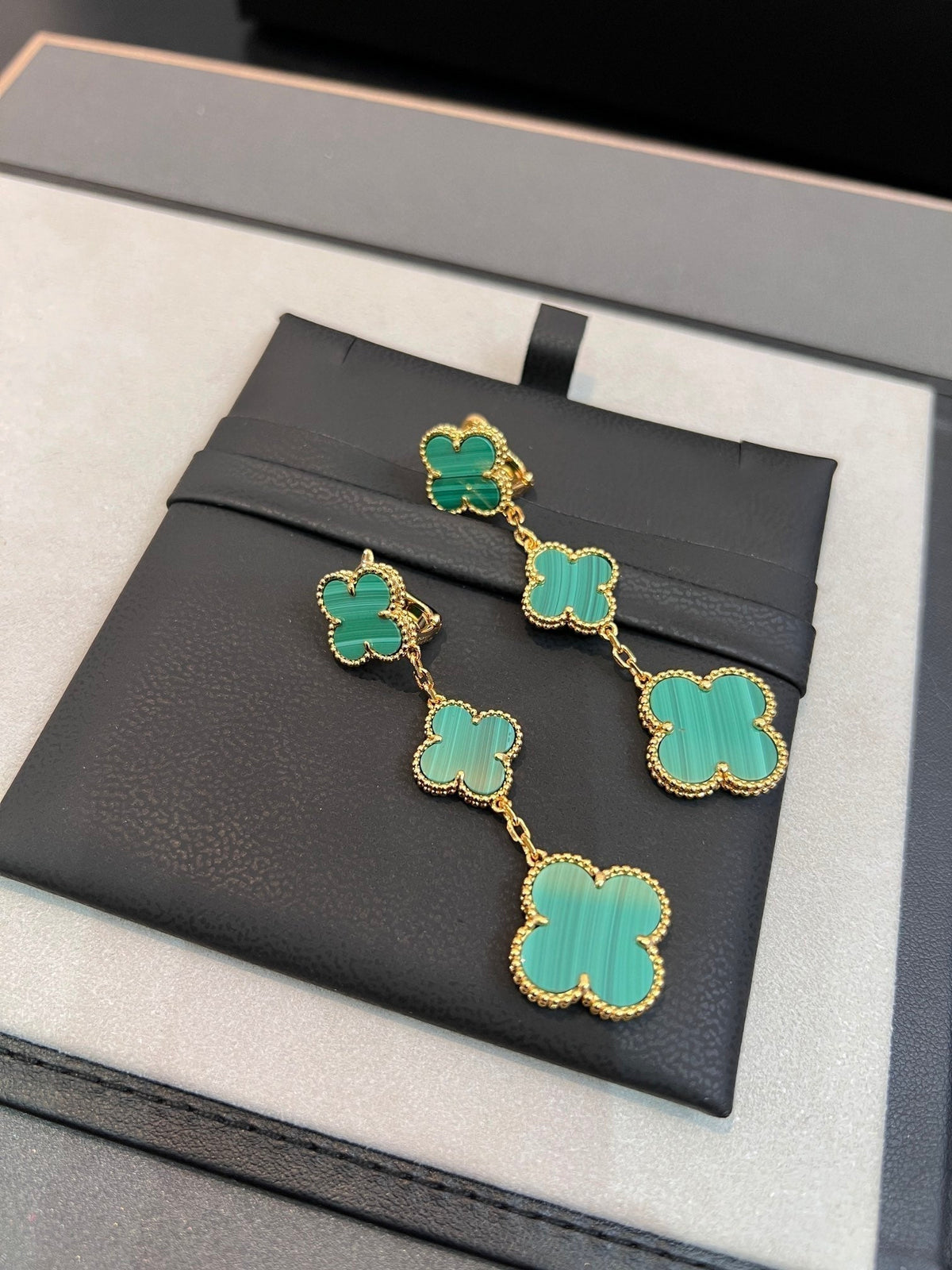 [⭐Spark]CLOVER MALACHITE 3 MOTIFS GOLD