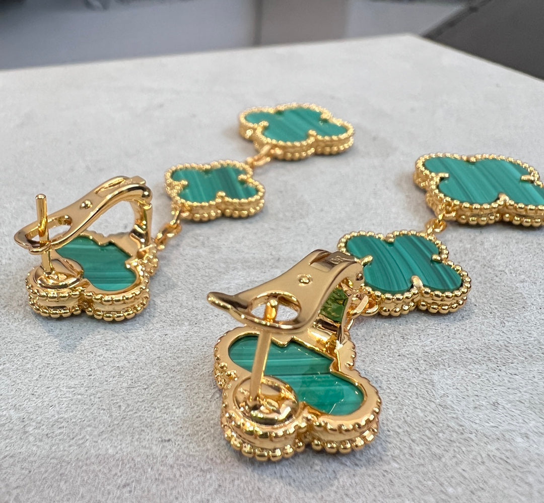 [⭐Spark]CLOVER MALACHITE 3 MOTIFS GOLD