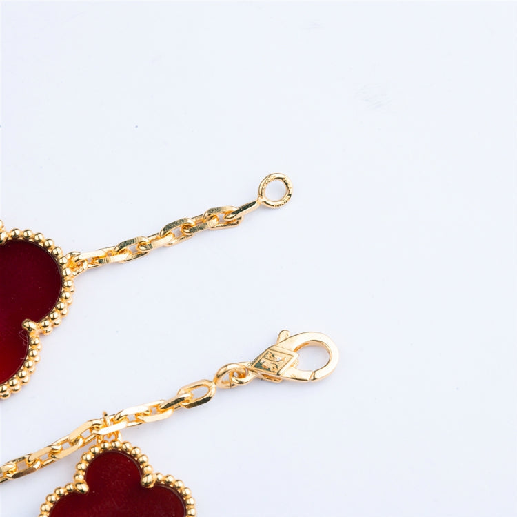 [⭐Spark]CLOVER BRACELET 5 MOTIFS CARNELIAN TIGER EYE