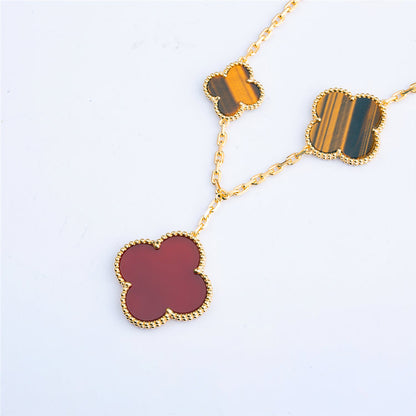 [⭐Spark]CLOVER BRACELET 5 MOTIFS CARNELIAN TIGER EYE