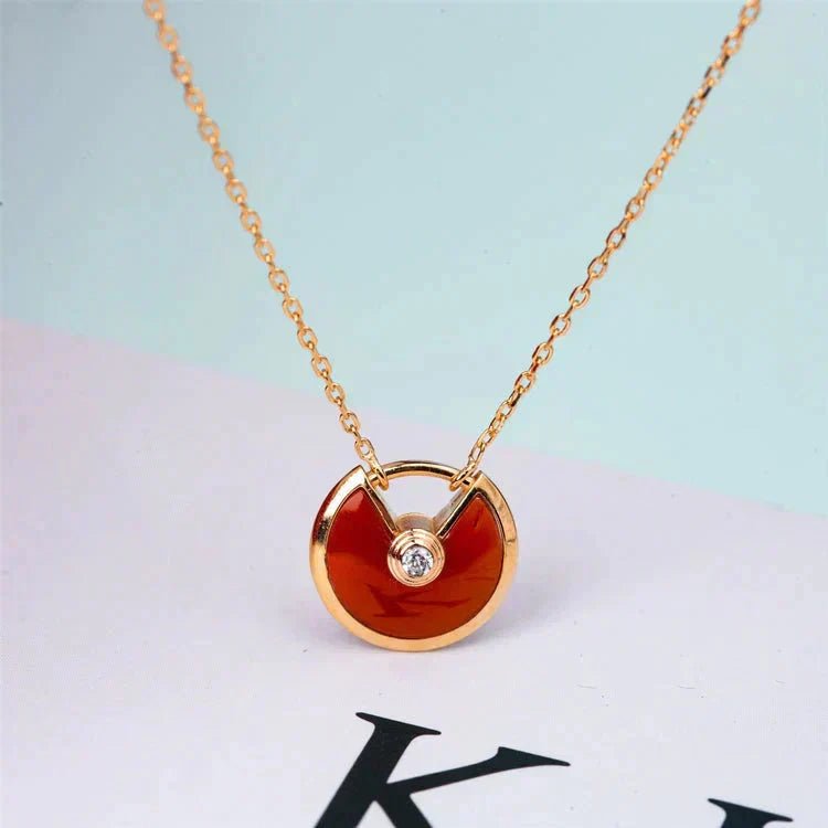 [⭐Spark]AMULETTE GOLD CARNELIAN ONYX NECKLACE