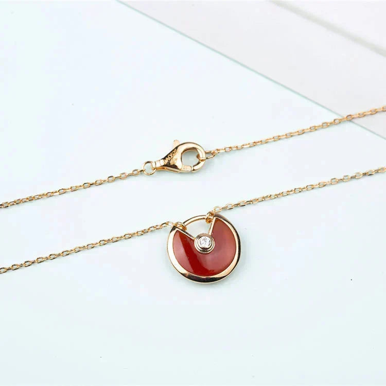 [⭐Spark]AMULETTE GOLD CARNELIAN ONYX NECKLACE