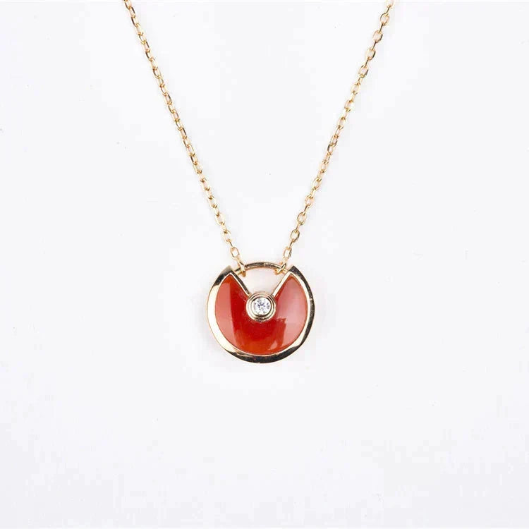 [⭐Spark]AMULETTE GOLD CARNELIAN ONYX NECKLACE