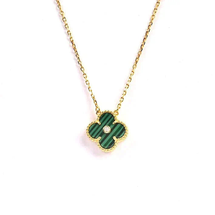 [⭐Spark]CLOVER 15MM DIAMOND TURQUOISE NECKLACE