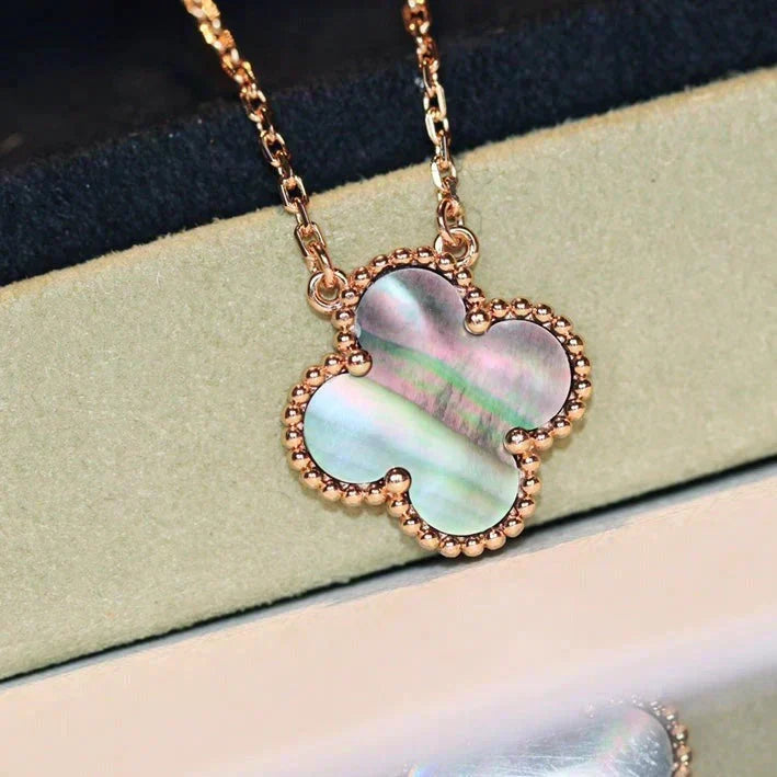 [⭐Spark]CLOVER 15MM  GRAY MOTHER OF PEARL NECKLACE