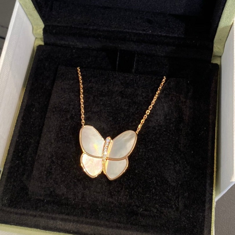 [⭐Spark]BUTTERFLY GOLD MOP DIAMOND NECKLACE
