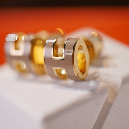 [⭐Spark]MINI POP H GOLD EARRINGS GREY
