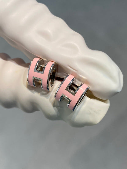 [⭐Spark]MINI POP H SILVER EARRINGS PINK
