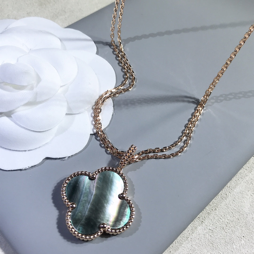 [⭐Spark]CLOVER 25MM GOLD DARK MOP BIG CLOVER NECKLACE