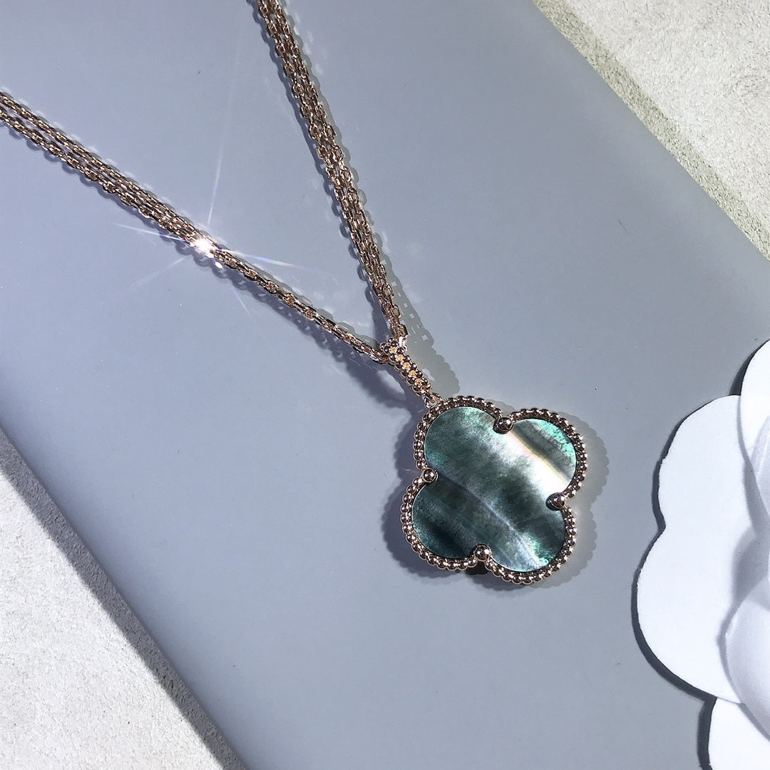 [⭐Spark]CLOVER 25MM GOLD DARK MOP BIG CLOVER NECKLACE