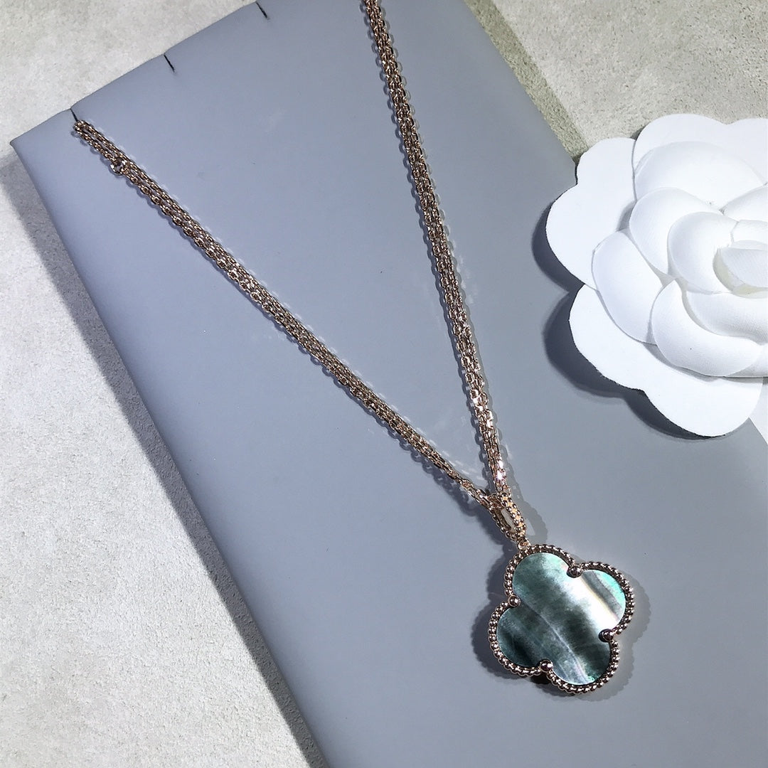 [⭐Spark]CLOVER 25MM GOLD DARK MOP BIG CLOVER NECKLACE