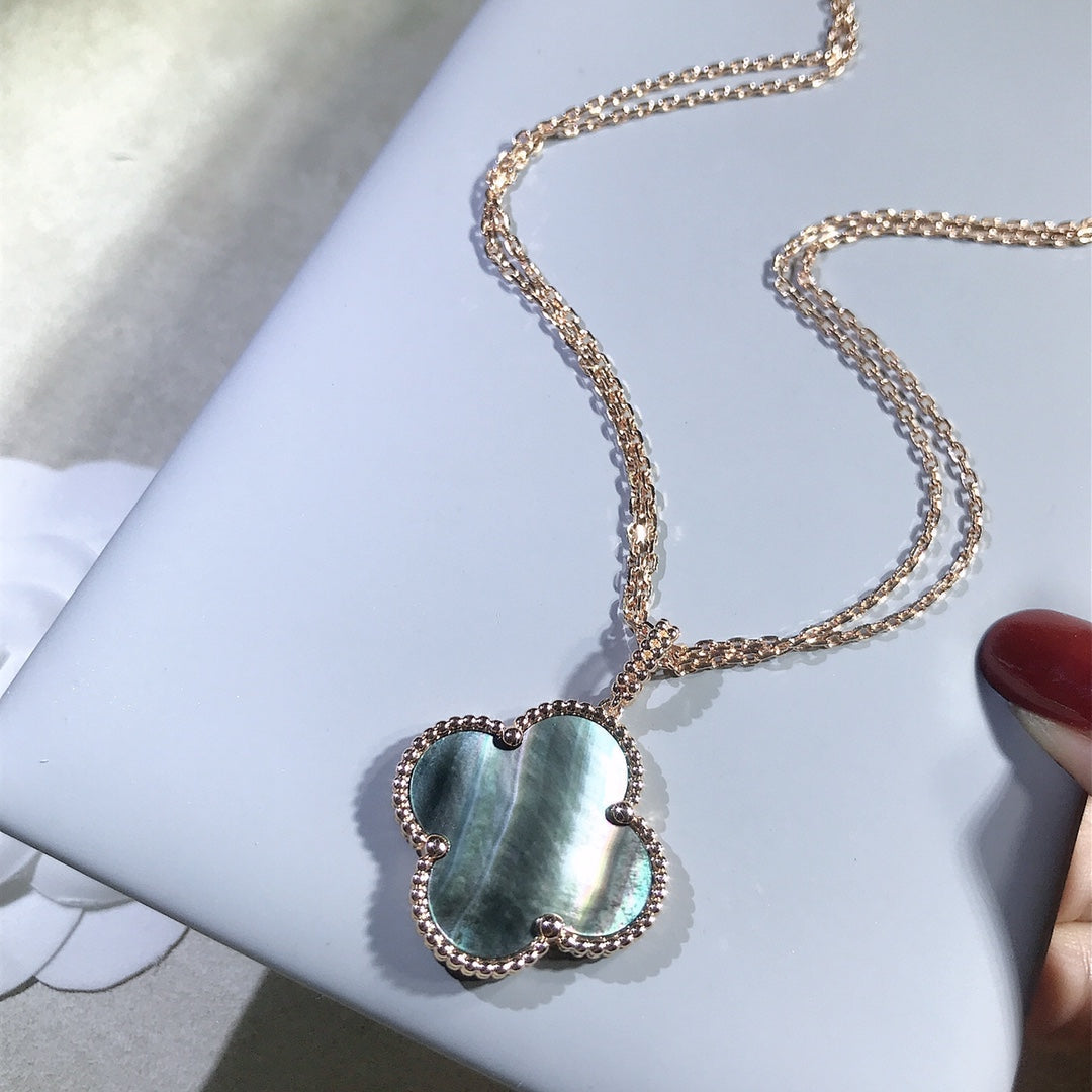 [⭐Spark]CLOVER 25MM GOLD DARK MOP BIG CLOVER NECKLACE