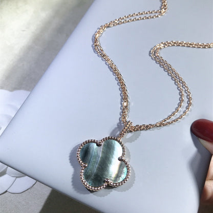 [⭐Spark]CLOVER 25MM GOLD DARK MOP BIG CLOVER NECKLACE
