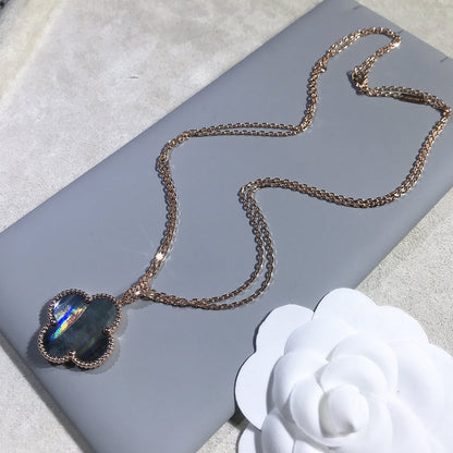 [⭐Spark]CLOVER 25MM GOLD DARK MOP BIG CLOVER NECKLACE