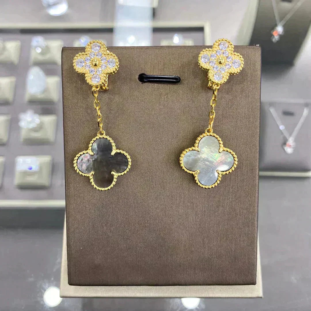 [⭐Spark]CLOVER  2 MOTIFS  DIAMOND  EARRINGS (MULTIPLE CHOICESç´