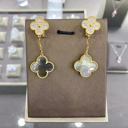 [⭐Spark]CLOVER  2 MOTIFS  DIAMOND  EARRINGS (MULTIPLE CHOICESç´