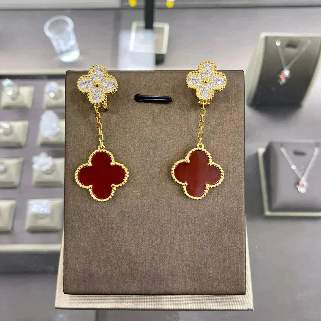 [⭐Spark]CLOVER  2 MOTIFS  DIAMOND  EARRINGS (MULTIPLE CHOICESç´