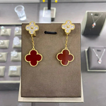 [⭐Spark]CLOVER  2 MOTIFS  DIAMOND  EARRINGS (MULTIPLE CHOICESç´