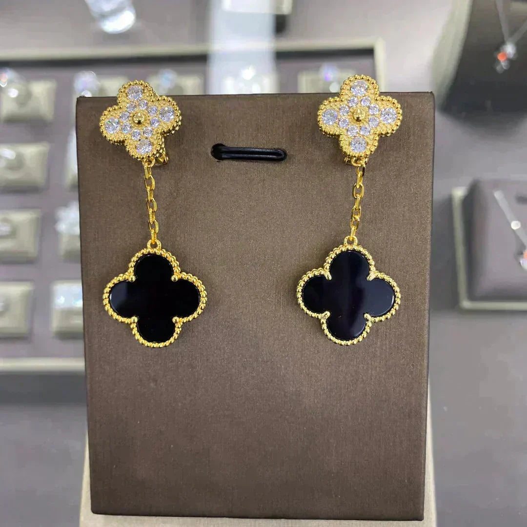 [⭐Spark]CLOVER  2 MOTIFS  DIAMOND  EARRINGS (MULTIPLE CHOICESç´