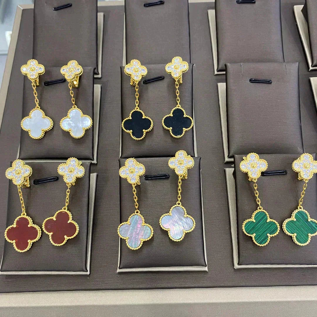 [⭐Spark]CLOVER  2 MOTIFS  DIAMOND  EARRINGS (MULTIPLE CHOICESç´