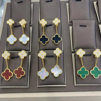[⭐Spark]CLOVER  2 MOTIFS  DIAMOND  EARRINGS (MULTIPLE CHOICESç´