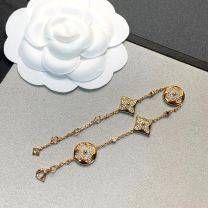 [⭐Spark]STAR AND SUN 4 MOTIFS GOLD DIAMONDS BRACELET