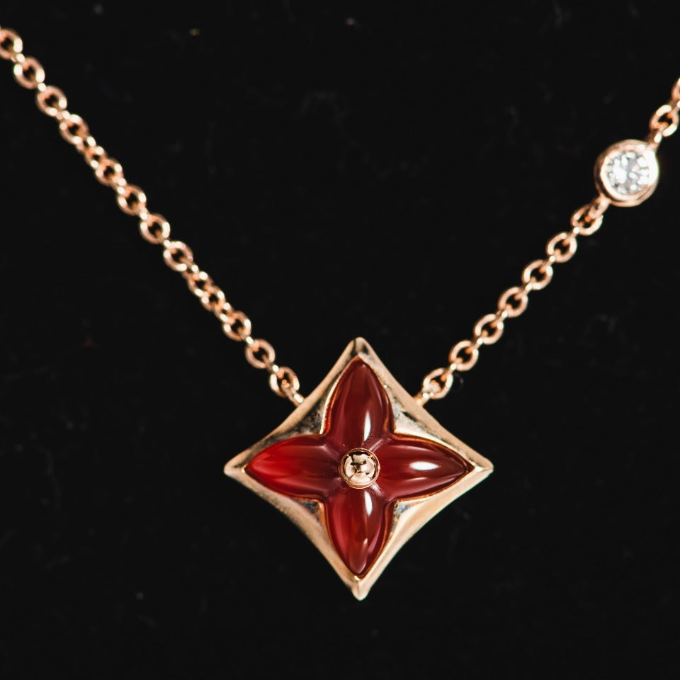 [⭐Spark]STAR NECKLACE PINK GOLD 1 DIAMOND