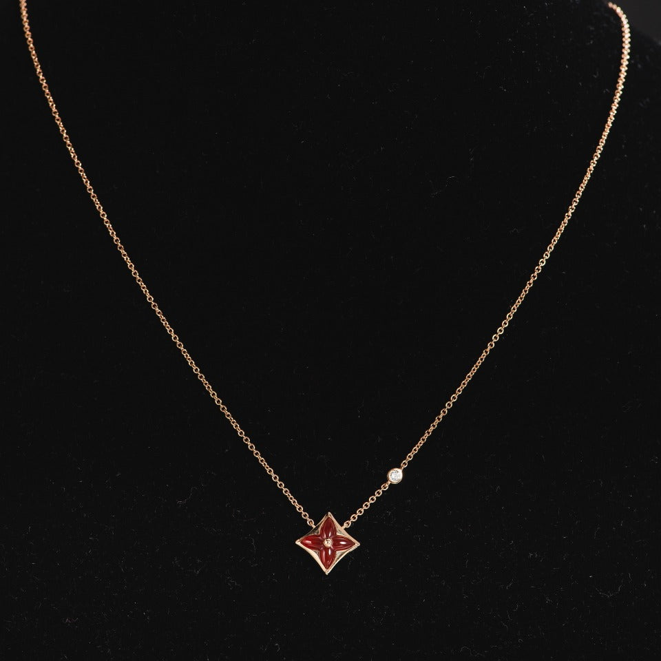 [⭐Spark]STAR NECKLACE PINK GOLD 1 DIAMOND