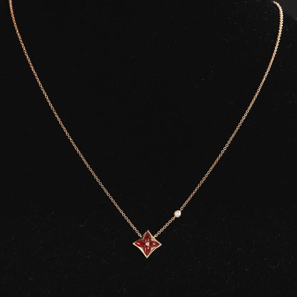 [⭐Spark]STAR NECKLACE PINK GOLD 1 DIAMOND