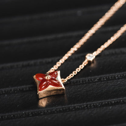 [⭐Spark]STAR NECKLACE PINK GOLD 1 DIAMOND