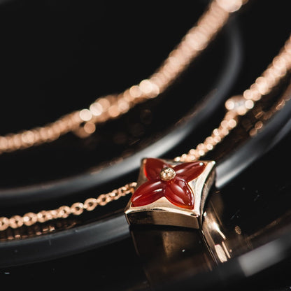 [⭐Spark]STAR NECKLACE PINK GOLD 1 DIAMOND