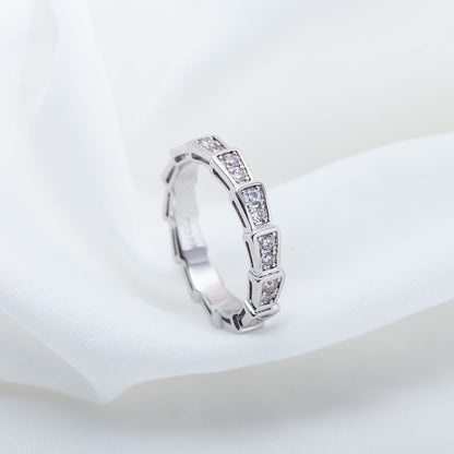 [⭐Spark]SERPENTI RING SILVER DIAMOND PAVED 3MM