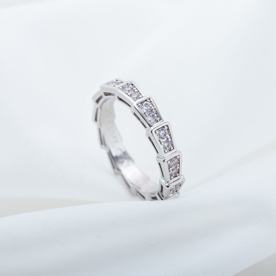 [⭐Spark]SERPENTI RING SILVER DIAMOND PAVED 3MM