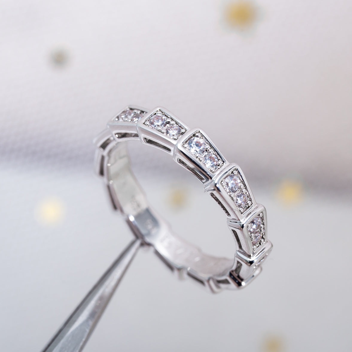 [⭐Spark]SERPENTI RING SILVER DIAMOND PAVED 3MM