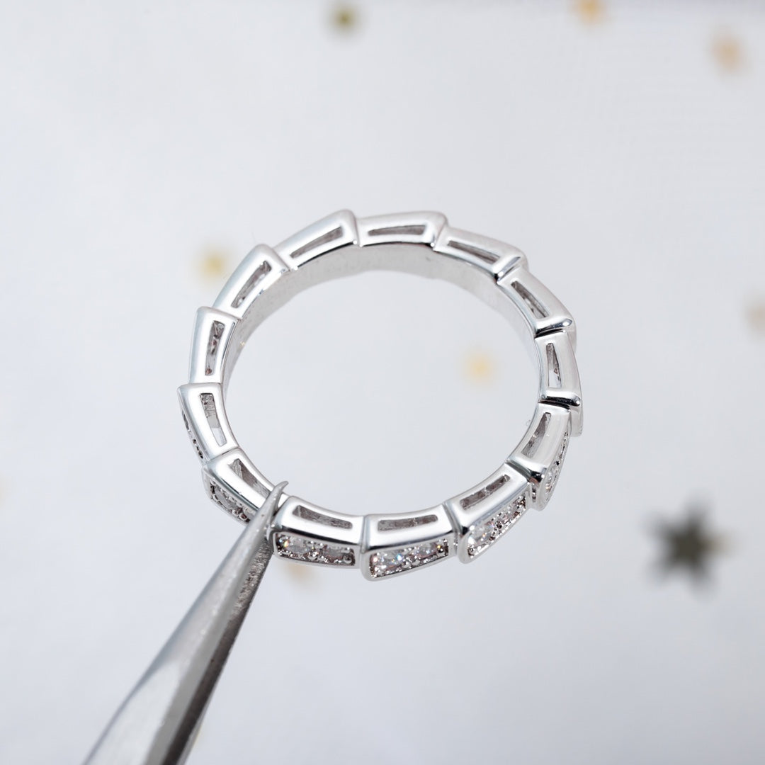 [⭐Spark]SERPENTI RING SILVER DIAMOND PAVED 3MM
