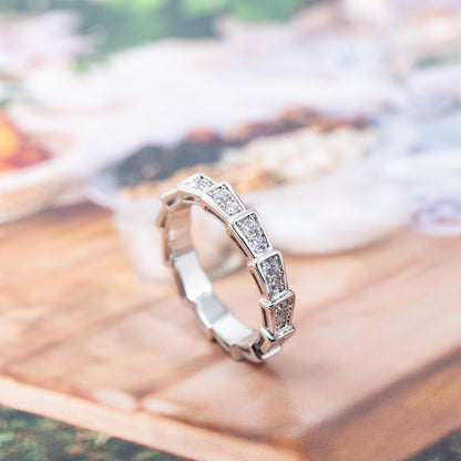 [⭐Spark]SERPENTI RING SILVER DIAMOND PAVED 3MM