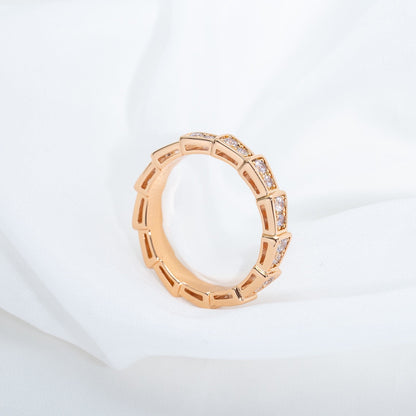 [⭐Spark]SERPENTI RING PINK GOLD DIAMOND PAVED 3MM