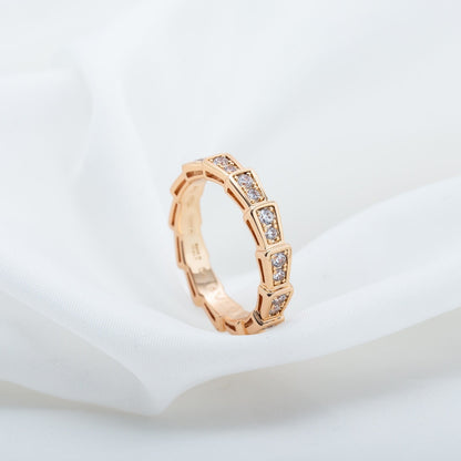 [⭐Spark]SERPENTI RING PINK GOLD DIAMOND PAVED 3MM