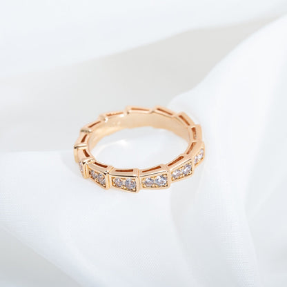 [⭐Spark]SERPENTI RING PINK GOLD DIAMOND PAVED 3MM