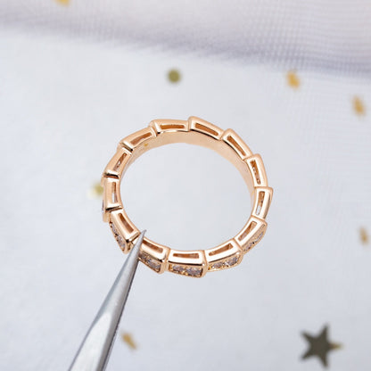 [⭐Spark]SERPENTI RING PINK GOLD DIAMOND PAVED 3MM