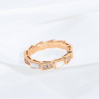 [⭐Spark]SERPENTI RING PINK GOLD DIAMOND MOP 3MM