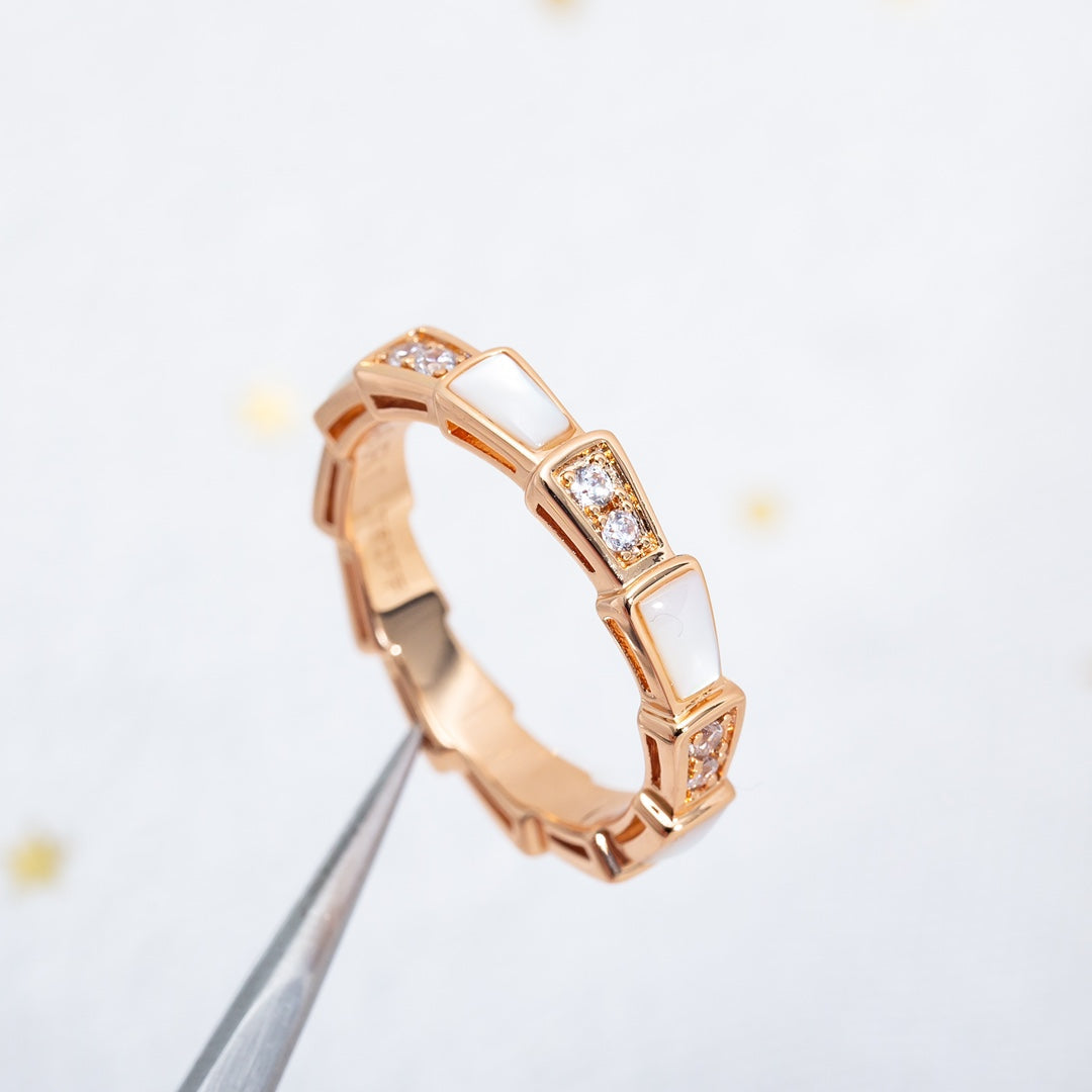 [⭐Spark]SERPENTI RING PINK GOLD DIAMOND MOP 3MM