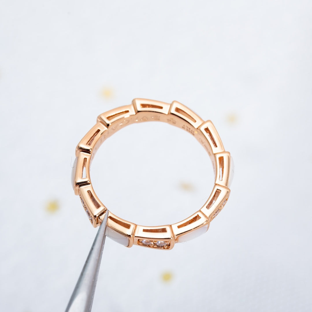 [⭐Spark]SERPENTI RING PINK GOLD DIAMOND MOP 3MM