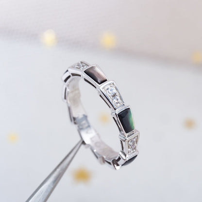 [⭐Spark]SERPENTI RING SILVER  DIAMOND BLACK MOP 3MM