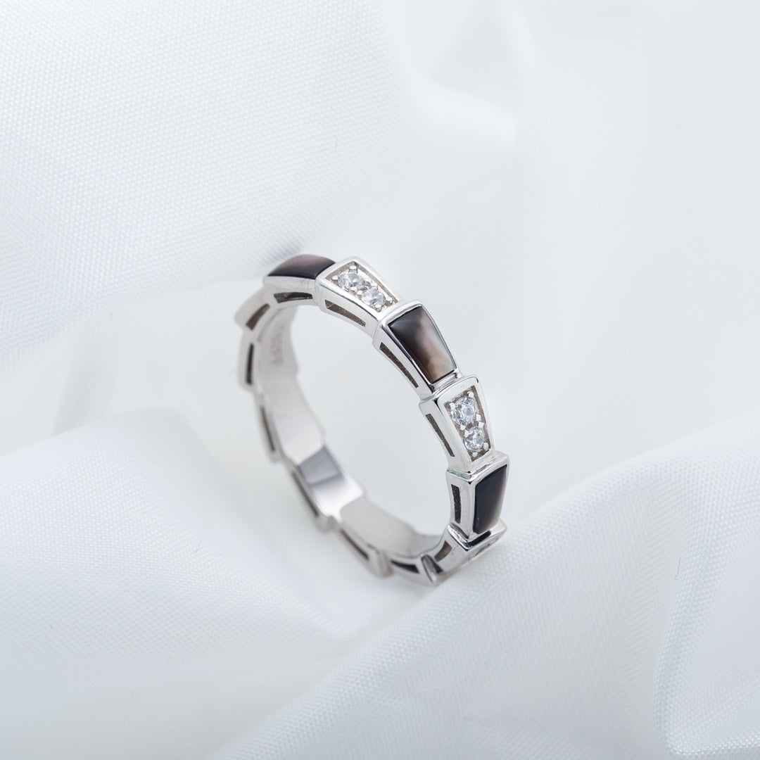 [⭐Spark]SERPENTI RING SILVER  DIAMOND BLACK MOP 3MM