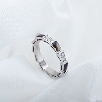 [⭐Spark]SERPENTI RING SILVER  DIAMOND BLACK MOP 3MM